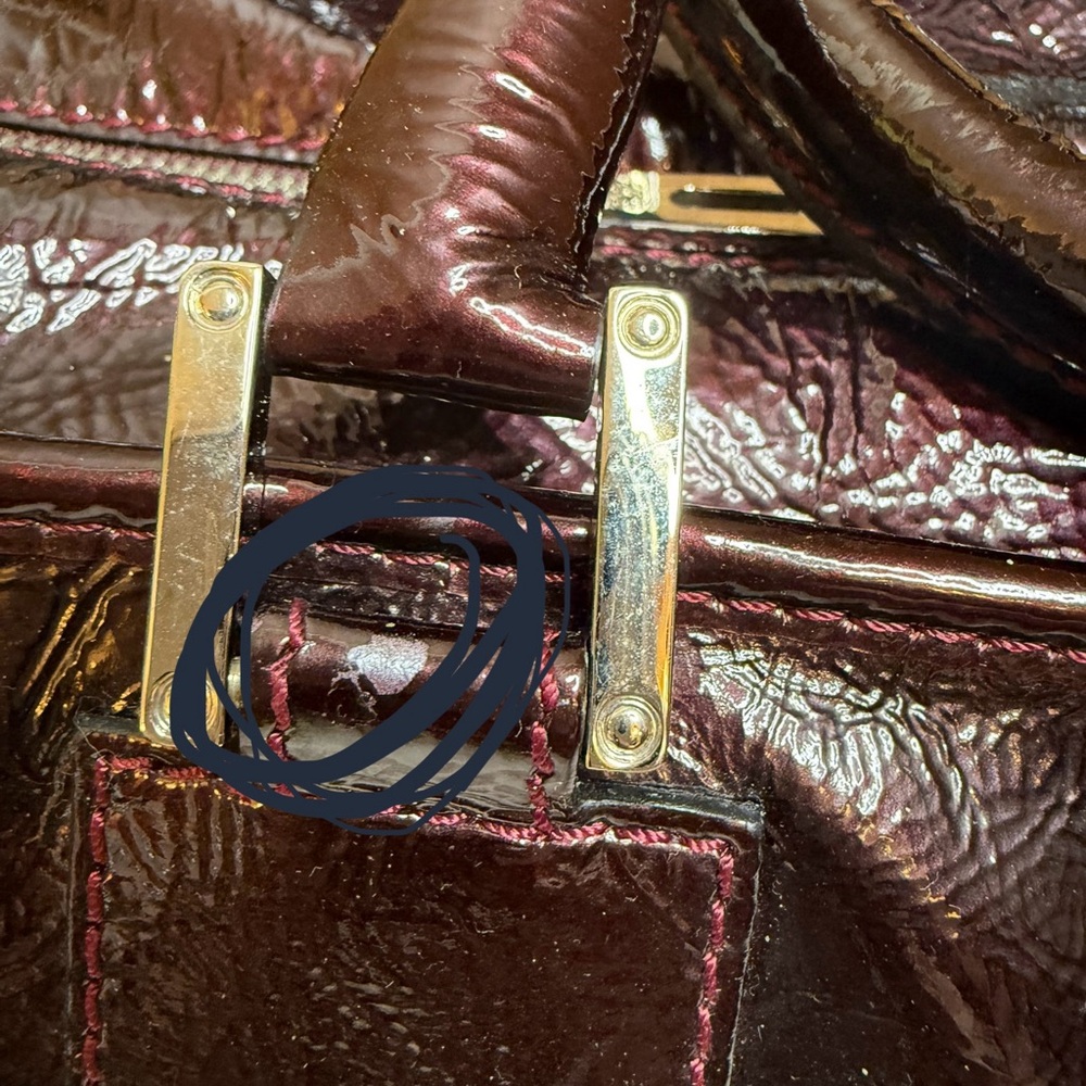 Loewe Burgundy Patent Leather Satchel Bag with Lock & Key - Picture 12 of 14
